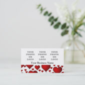 Wit en rood hartpatroon foto logo sjabloon visitekaartje (Staand voorkant)