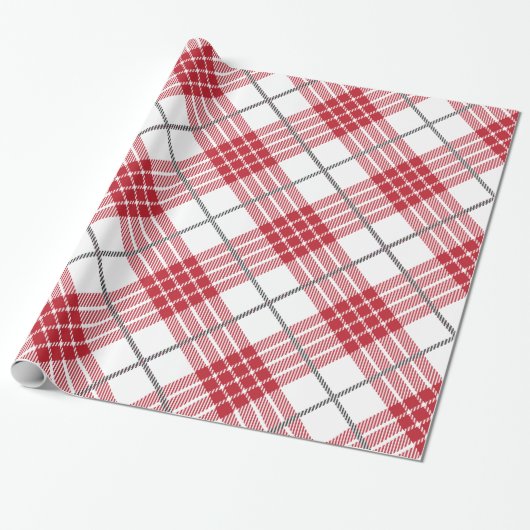 Wit en rood met grijze accenten cadeaupapier (Uitgerold)