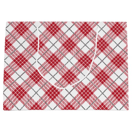 Wit en rood met grijze accenten groot cadeauzakje (Voorkant)