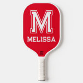 Wit en Rood Minimalistisch Modern Monogram Pickleball Paddle (Voorkant)