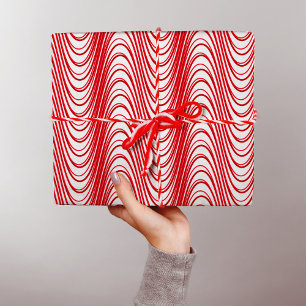 Wit en Rood Moire Strepen Trippy Abstract Modern Cadeaupapier