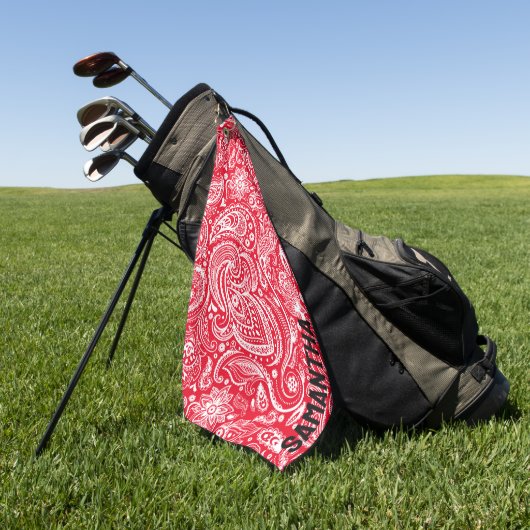 Wit en rood paisley patroonmonogram golfhanddoek (Groen)