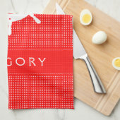 Wit en rood pokadot met niervat theedoek (Quarter Fold)