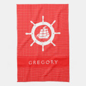 Wit en rood pokadot met niervat theedoek (Verticaal)