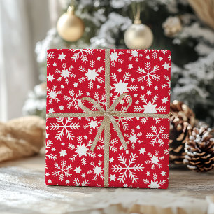 Wit en rood sneeuwvliescadeaupapier cadeaupapier