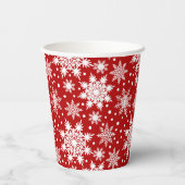 Wit en rood sneeuwvlokken naadloos patroon papieren bekers (Achterkant)