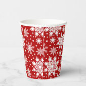 Wit en rood sneeuwvlokken naadloos patroon papieren bekers (Rechts)
