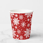Wit en rood sneeuwvlokken naadloos patroon papieren bekers (Voorkant)