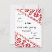 Wit en Rood Tatreez Wo. Save/the/Date Aankondiging (Voorkant)