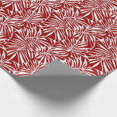 Wit en rood tropisch blad herhalend patroon cadeaupapier (Hoek)