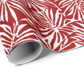 Wit en rood tropisch blad herhalend patroon cadeaupapier (Rol Hoek)
