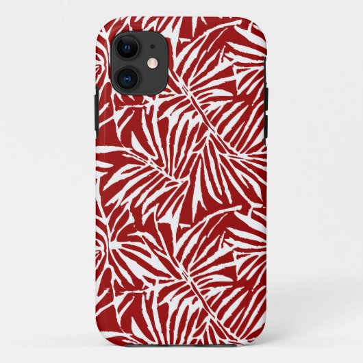 Wit en rood tropisch blad herhalend patroon Case-Mate iPhone case (Achterkant)