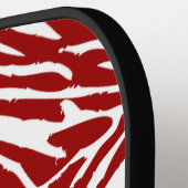 Wit en rood tropisch blad herhalend patroon pickleball paddle (Links Detail)