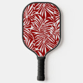 Wit en rood tropisch blad herhalend patroon pickleball paddle (Achterkant)