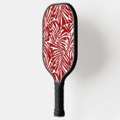 Wit en rood tropisch blad herhalend patroon pickleball paddle (Links)