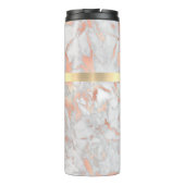 Wit en Roos Gold marmer, Gold Box Name & Monogram Thermosbeker (Achterkant)