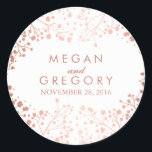 Wit en Roos Goud Baby's Breath Bruiloft Ronde Sticker<br><div class="desc">Baby's Breath Faux folie roos Goud Wit Trouwstickers - Seals</div>