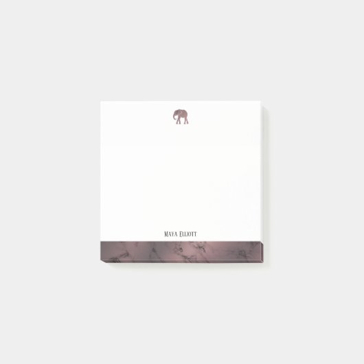 Wit en Roos Goud Marmer Olifant & Rand Post-it® Notes (Voorkant)