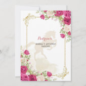 Wit en Roos Goud Mexicaans Meisje Bloemen 3 Anos Kaart (Achterkant)