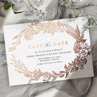 Wit en Roos Goud | Modern Floral Save the Date