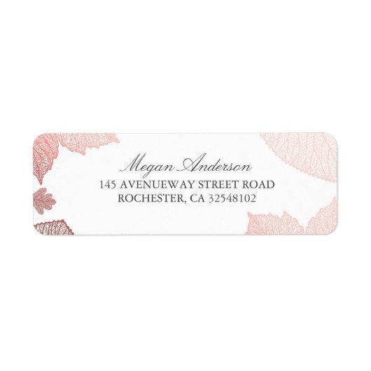 Wit en Roos Gouden bladeren Herfst bruiloft Etiket (Voorkant)