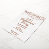 Wit en Roos Gouden Folie Verlovingsfeest Folie Uitnodiging (Gedraaid)