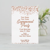 Wit en Roos Gouden Folie Verlovingsfeest Folie Uitnodiging (Staand Voorkant)