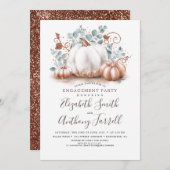 Wit en Roos Gouden Pompoenen Herfst Verlovingsfees Kaart (Voorkant / Achterkant)