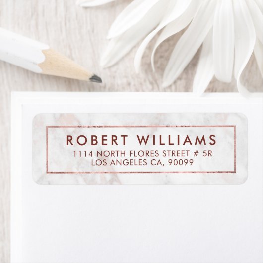 Wit en Roos-gouden tinten Faux marmer Label (Insitu)