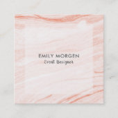 Wit en Roos-gouden Waterverf Marbling Vierkante Visitekaartje (Voorkant)