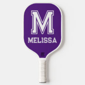 Wit en Royal Paarse Minimalistisch Modern Monogram Pickleball Paddle (Voorkant)