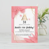 Wit en roze 31ste verjaardag kaart (Staand voorkant)