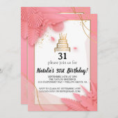 Wit en roze 31ste verjaardag kaart (Voorkant / Achterkant)