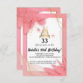 wit en roze 33e verjaardag kaart (Voorkant / Achterkant)