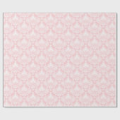 Wit en roze  bloemendamast cadeaupapier (Vlak)