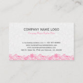 Wit en roze bloemig Paisley Kant Visitekaartje (Achterkant)