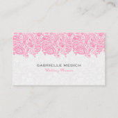 Wit en roze bloemig Paisley Kant Visitekaartje (Voorkant)