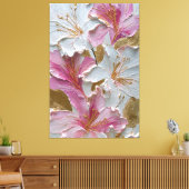 Wit en roze bloemtextuur abstracte wandkunst canvas afdruk (Insitu (Woonkamer))
