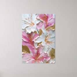 Wit en roze bloemtextuur abstracte wandkunst canvas afdruk