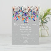 Wit en Roze Dreamcatcher Meisje Baby shower Kaart (Staand voorkant)