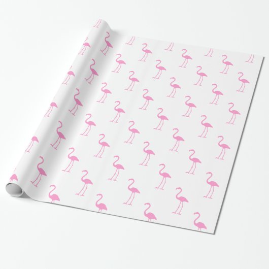 Wit en Roze Flamingo patroon Cadeaupapier (Uitgerold)
