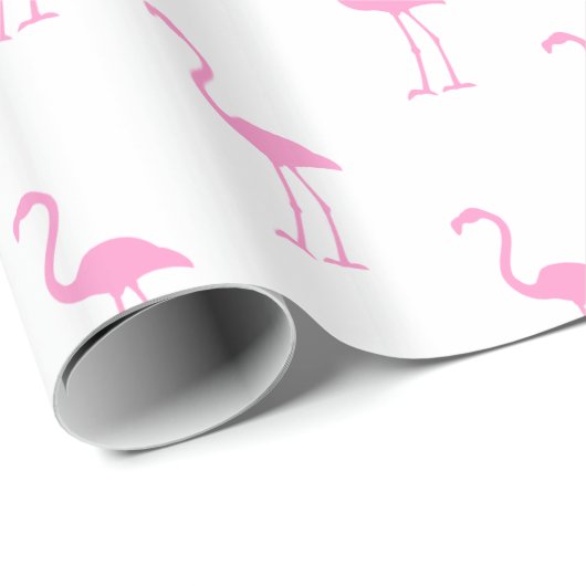 Wit en Roze Flamingo patroon Cadeaupapier (Rol Hoek)