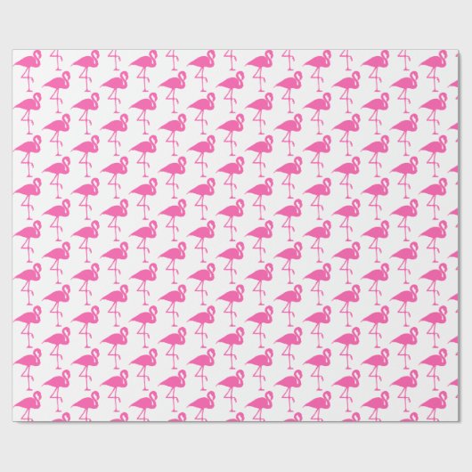 Wit en Roze Flamingo Verpakkingsdocument Cadeaupapier (Vlak)