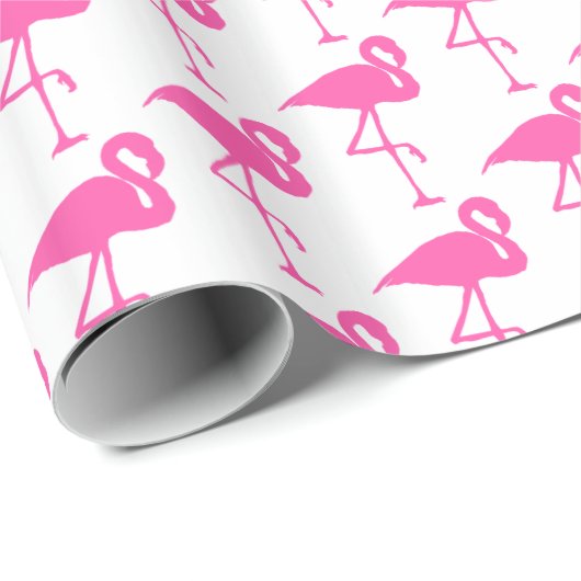 Wit en Roze Flamingo Verpakkingsdocument Cadeaupapier (Rol Hoek)