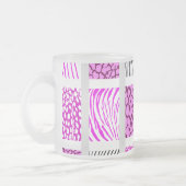 Wit en Roze Gemengde Dierafdrukken Matglas Koffiemok (Links)