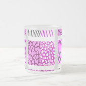 Wit en Roze Gemengde Dierafdrukken Matglas Koffiemok (Center)