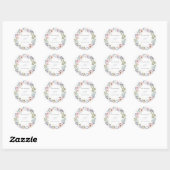 Wit en Roze Geometrische Bloemen | Bruiloft Ronde Sticker (Vel)