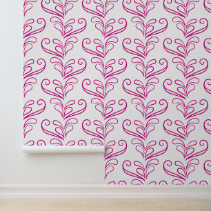 Wit en roze gestileerd blad stijlvol mooi modern behang