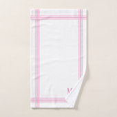 Wit en Roze Gestreepte Aangepaste Initialen Bad Handdoek (Handdoek)