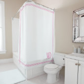 Wit en Roze Gestreepte Aangepaste Initialen Douchegordijn (In situ)